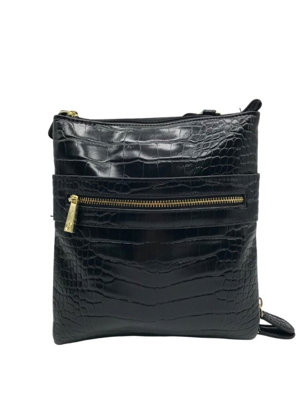 Giani Bernini Black Croc Dasher Crossbody Bag